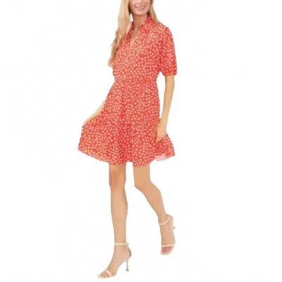 Cece Daisy Mini Dress In Red In Multi