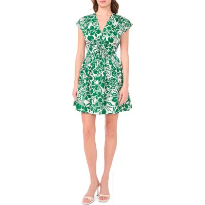 Cece Deep V-neck Minidress In Green