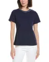 Cece Denim Chain Neck T-shirt In Blue