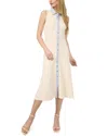Cece Denim Trim Ribbed Midi Dress