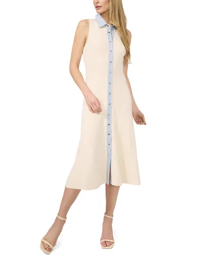CECE CECE DENIM COLLAR PLACKET RIB DRESS