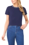 Cece Denim Chain Neck T-shirt In Blue