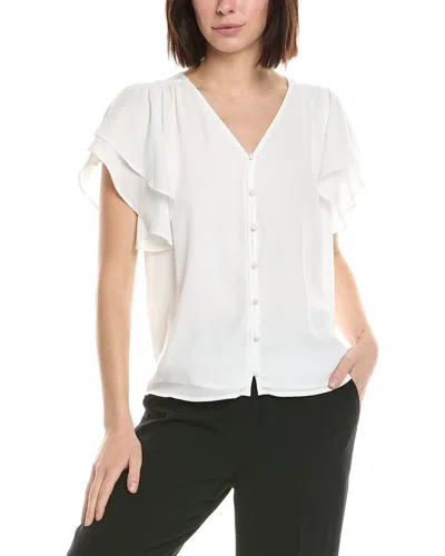 CECE CECE DOUBLE FLUTTER SHIRRED SHOULDER BLOUSE
