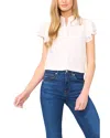 Cece Double Flutter Short Sleeve Top In New Ivory