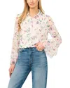 Cece Double Ruffle Cuff Button Down Shirt In White