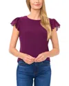 Cece Scallop Sleeve Mixed Media Top