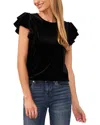 Cece Double Ruffle Knit Top In Black