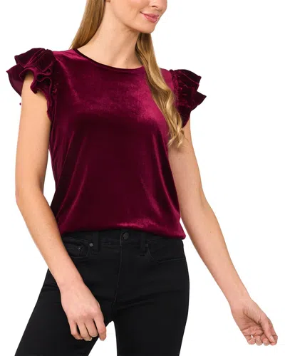 Cece Double Ruffle Sleeve Knit Top In Red