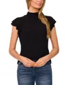 Cece Double Ruffle Sleeve Mock Neck Top In Black