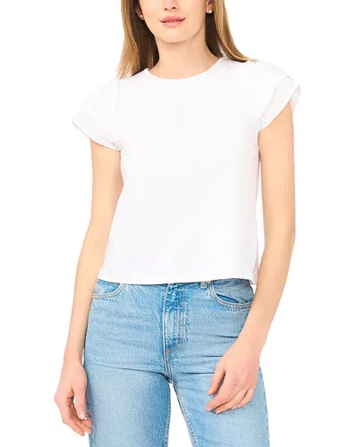 Cece Double Ruffle Sleeve Top In White