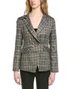 Cece Double-breasted Plaid Blazer In Multi