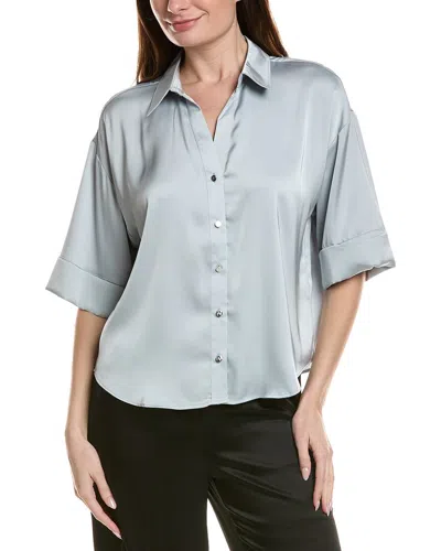 Cece Drop Shoulder Boxy Top In Blue