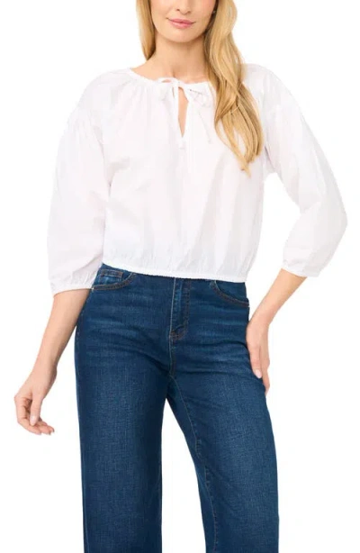 Cece Drop Shoulder Split Neck Top In White