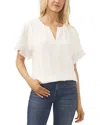 Cece Drop Shoulder Wide Neck Blouse In White