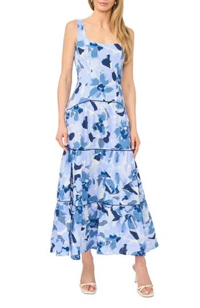 Cece Drop Waist Maxi Dress In Blue