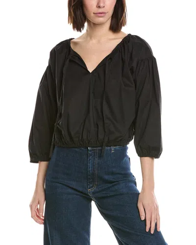 Cece Dropped Shoulder Bubble Blouse In Black