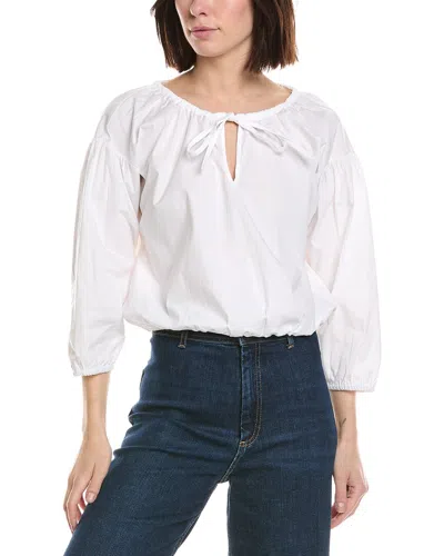 Cece Dropped Shoulder Bubble Blouse In White