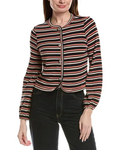 Cece Elastic Cuff Knit Cardigan In Brown