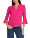 Cece Elbow Ruffle Sleeve Top In Pink