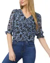 Cece Elbow Sleeve Ruff V-neck Blouse