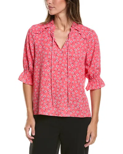 Cece Elbow Sleeve Split Neck Blouse W. Cf Tie In Pink