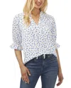 Cece Elbow Sleeve Split Neck Blouse In White