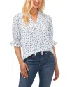 Cece Elbow Sleeve Split Neck Blouse In Multi
