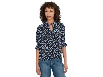 Cece Elbow Sleeve Split-neck Blouse In Multi