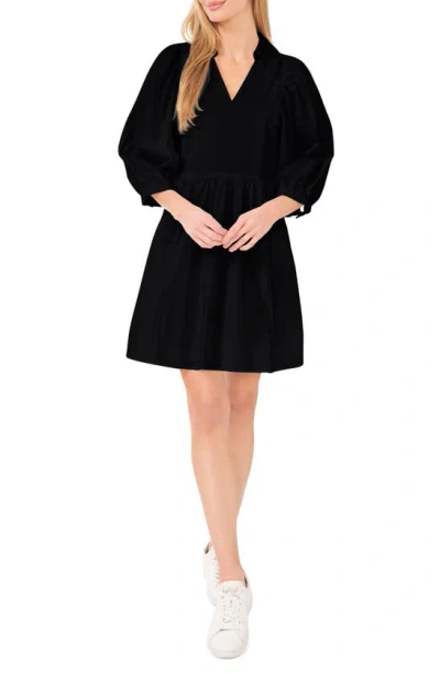 Cece Elbow Sleeve Stretch Cotton Dress In Rich Black