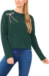 Cece Embellished Bow Sweater In Green
