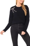 Cece Embellished Bow Sweater In Black