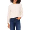 Cece Embellished Cable Stitch Sweater In White
