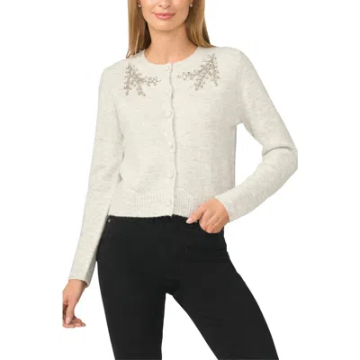 Cece Embellished Cardigan In Neutral