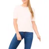 Cece Embellished Collar Short Sleeve Cotton Sweater In Neutral