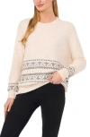 Cece Fairisle Pearl Stripe Pullover Sweater In Malted