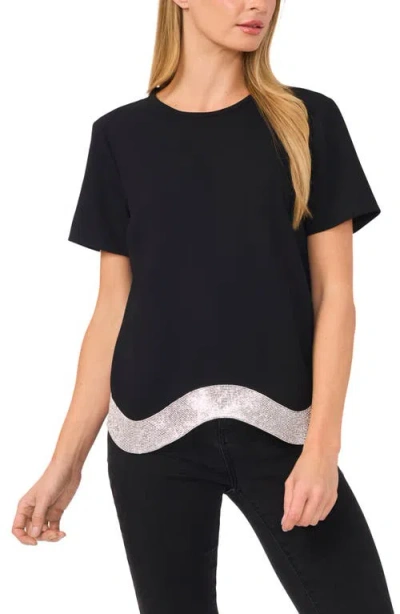 Cece Embellished Hem Crepe Top In Black