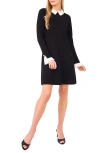 Cece Embellished Long Sleeve Sweater Dress In Black