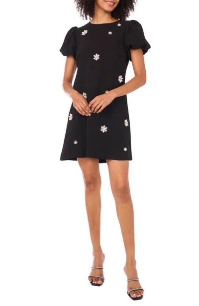 Cece Embellished Puff Sleeve Sheath Dress In Black