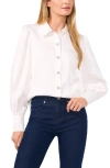 Cece Womens Satin Rhinestone Button-down Top In New Ivory
