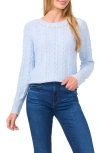 Cece Embellished Sequin Cable Stitch Sweater In Blue Ice