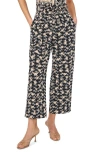 Cece Embroidered Ankle Wide Leg Pull-on Pants In Black