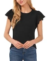 Cece Flutter Sleeve Top In Rich Black