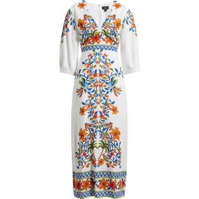 Cece Embroidered Maxi Dress In Blue