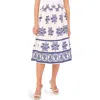 Cece Embroidered Medallion Cotton Skirt In Blue