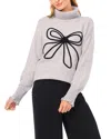 Cece Embroidered Ribbon Turtleneck Sweater In Gray