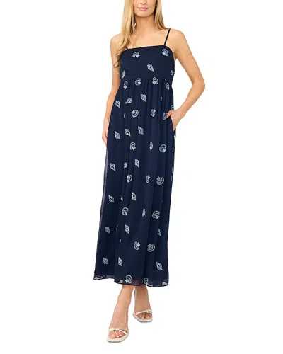Cece Embroidered Seashell Maxi Dress In Blue