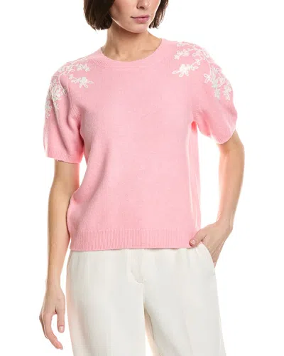Cece Embroidered Sweater In Pink