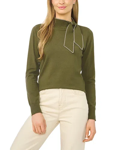 Cece Embroidered Tie Neck Sweater In Multi