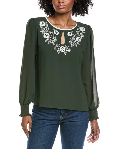 Cece Embroidered Top In Green