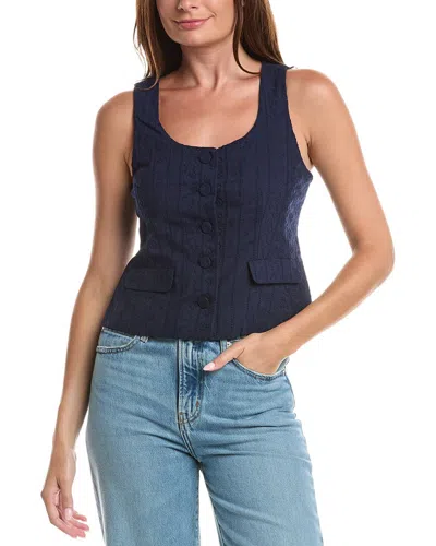 Cece Embroidered Vest Top In Blue